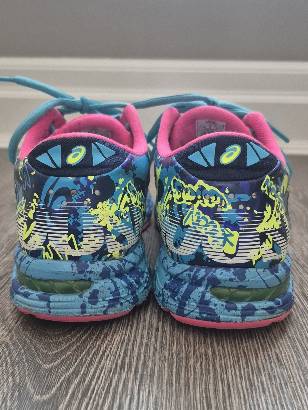 Asics Women's Noosa Gel Multicolor Graphic Running Sneakers - Pink & Teal Size 8 - Picture 6 of 10